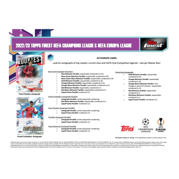 2022/23 Topps Finest UEFA Soccer Hobby 8 Box Case - Image 5