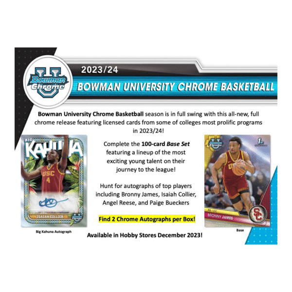 2023/24 Bowman University Chrome Basketball Hobby Box - Image 2