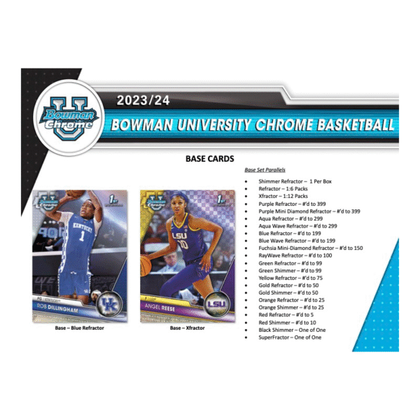 2023/24 Bowman University Chrome Basketball Hobby Box - Image 3