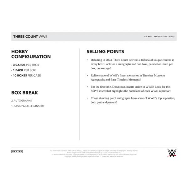 2024 Panini Three Count WWE Wrestling Hobby Box - Image 2